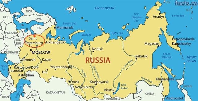 Санкт-Петербург на карте России