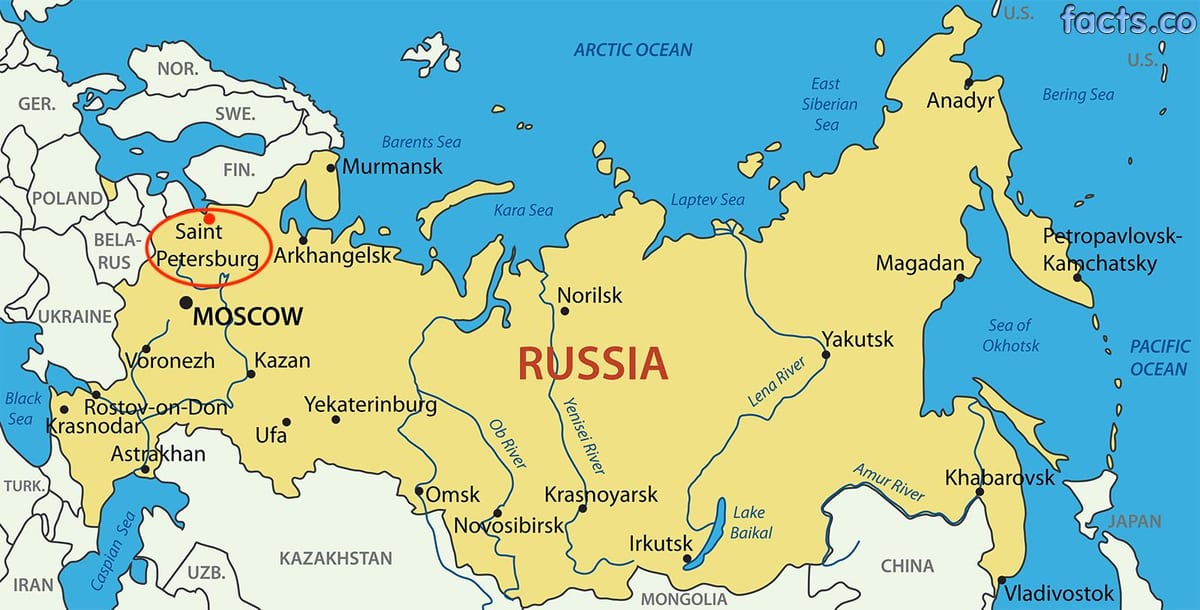 Санкт-Петербург на карте России