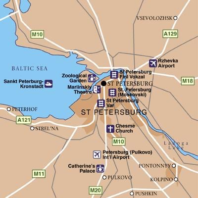карта аэропортов Санкт-Петербурга