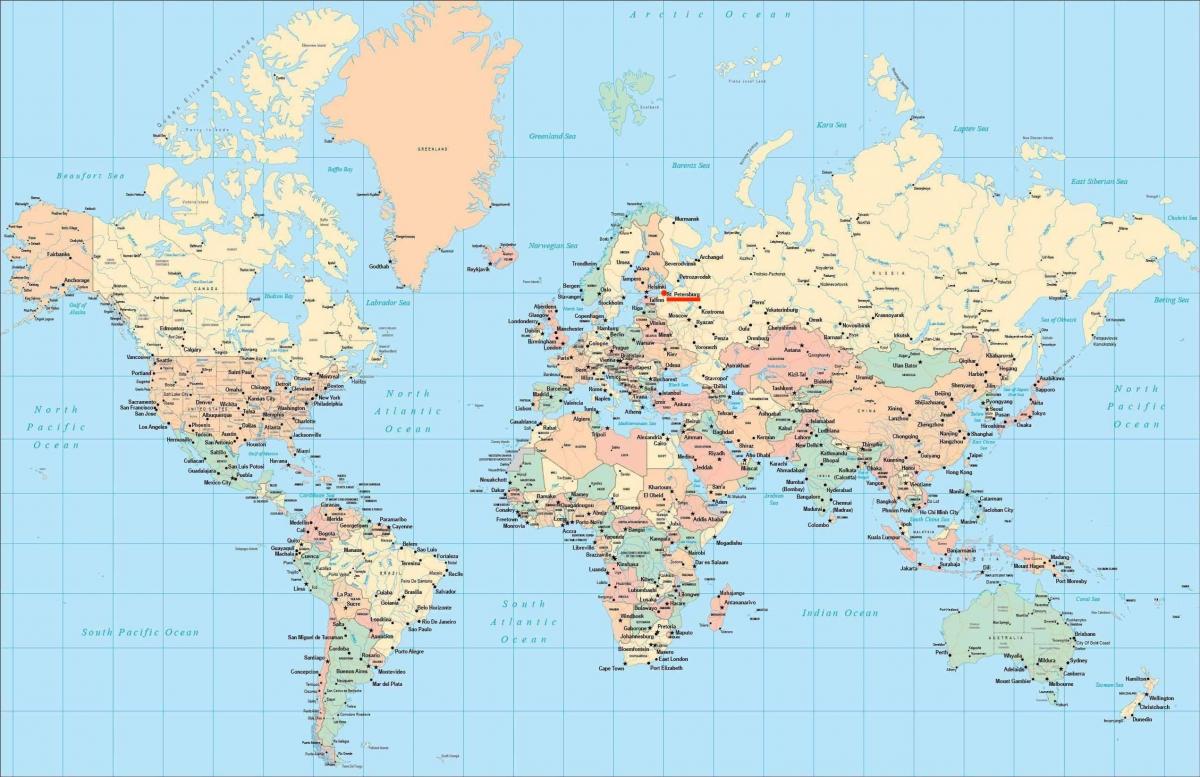 местоположение Санкт-Петербурга на карте мира